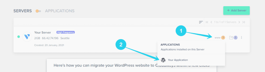 How to access your WordPress application in Cloudways 