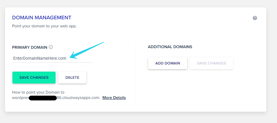 domain management in Cloudways