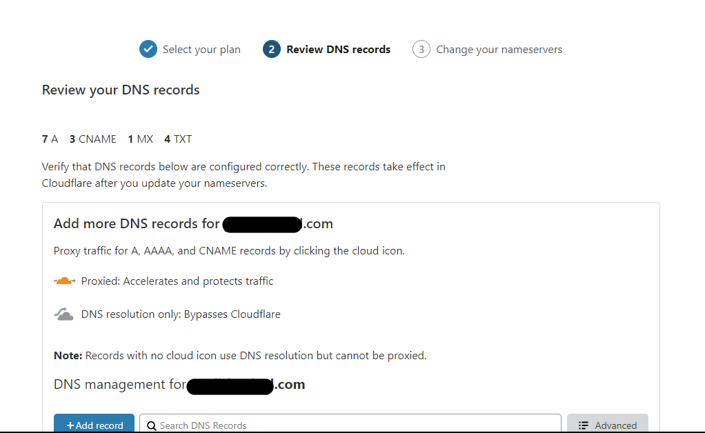 Review DNS records in Cloudflare