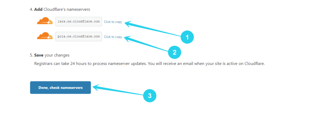 Changing domain nameservers to Cloudflare