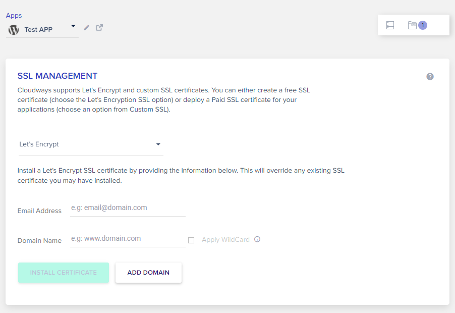 SSL management in Cloudways