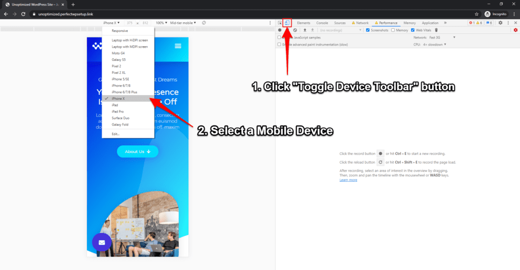 How to measure Core Web Vitals in mobile device