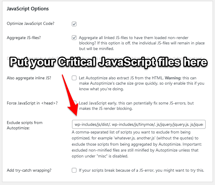 How to exclude critical JavaScript files from merging