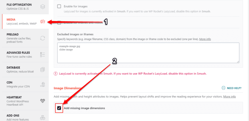 How to add missing image dimensions with WP Rocket