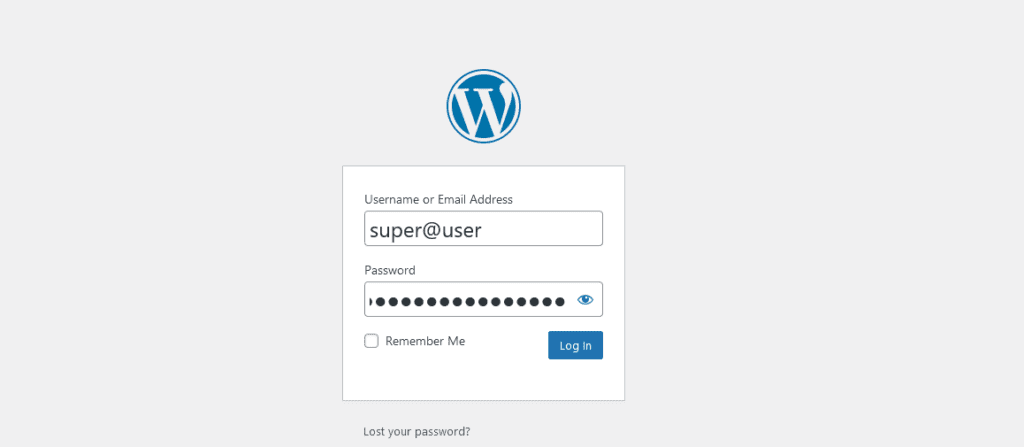 WordPress login page