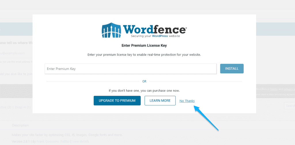 Wordfence setup wizard #2