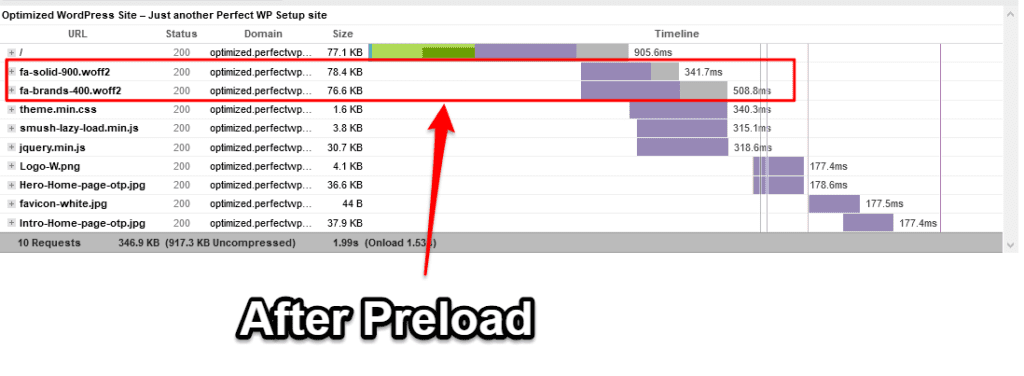 how font files load after making it preload