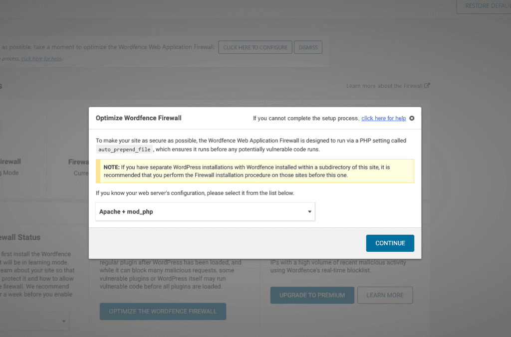 Wordfence firewall wizard #1