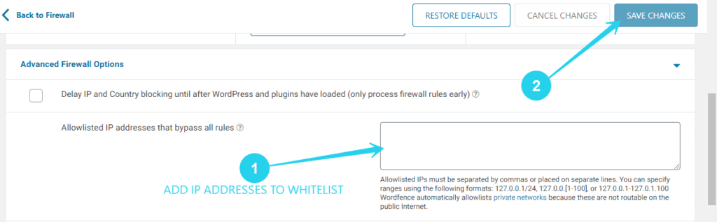 How to whitelist IP in Wordfence
